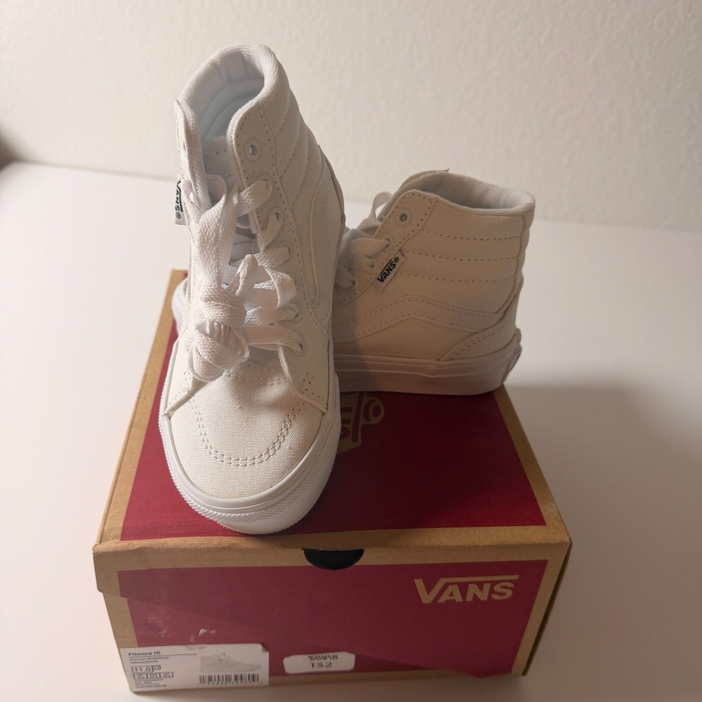 Vans Filmore Hi Kids Sneakers White Canvas High Top VN0A5HZD7HN Size 11.0 YT - Picture 8 of 9